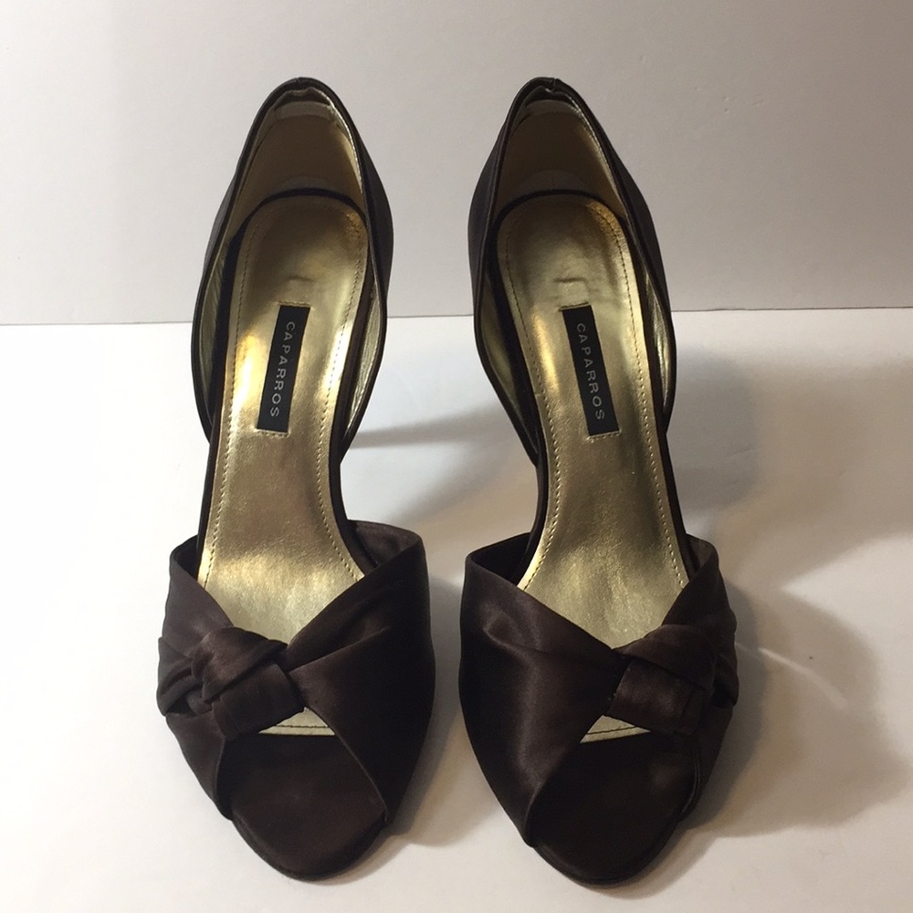 Caparros Satin Heels Size 8B Chocolate Brown